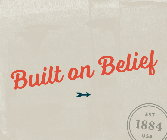 Built on belief logo with arrow