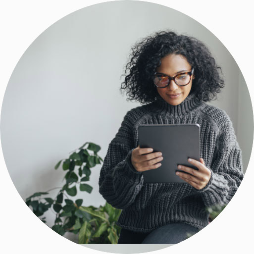 lady reading a tablet