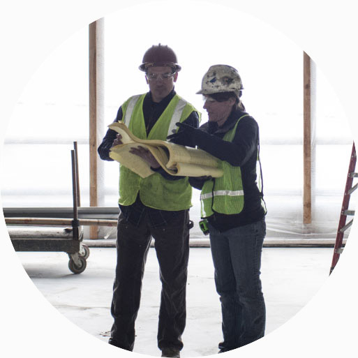 collaborating construction workers